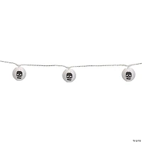 10-Count White and Black Skull Paper Lantern Halloween Lights  8.5ft White Wire