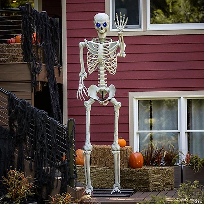 10 Ft. 5" Standing Multicolor Light-Up Eyes Posable Titan Skeleton Halloween Decoration
