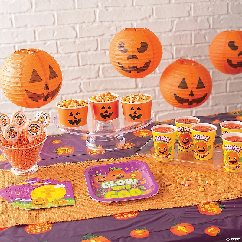 10" Jack-O’-Lantern Hanging Paper Lantern Halloween Decorations - 12 Pc.