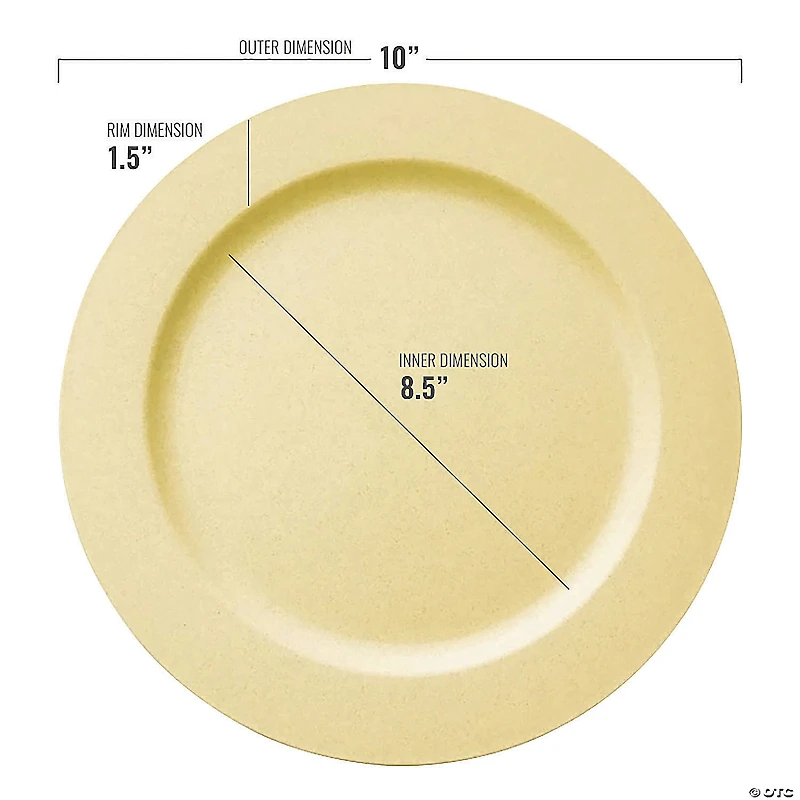 10" Matte Bright Yellow Round Disposable Plastic Dinner Plates (40 Plates)