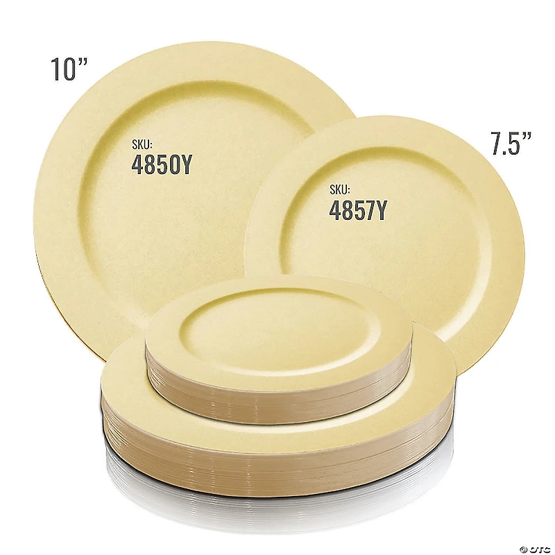 10" Matte Bright Yellow Round Disposable Plastic Dinner Plates (40 Plates)