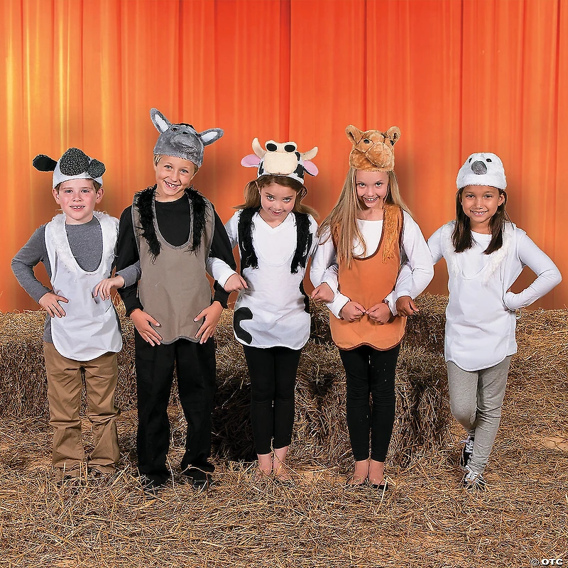 10 Pc. Nativity Costume Animal Slip-On Vest & Hat Sets for 5