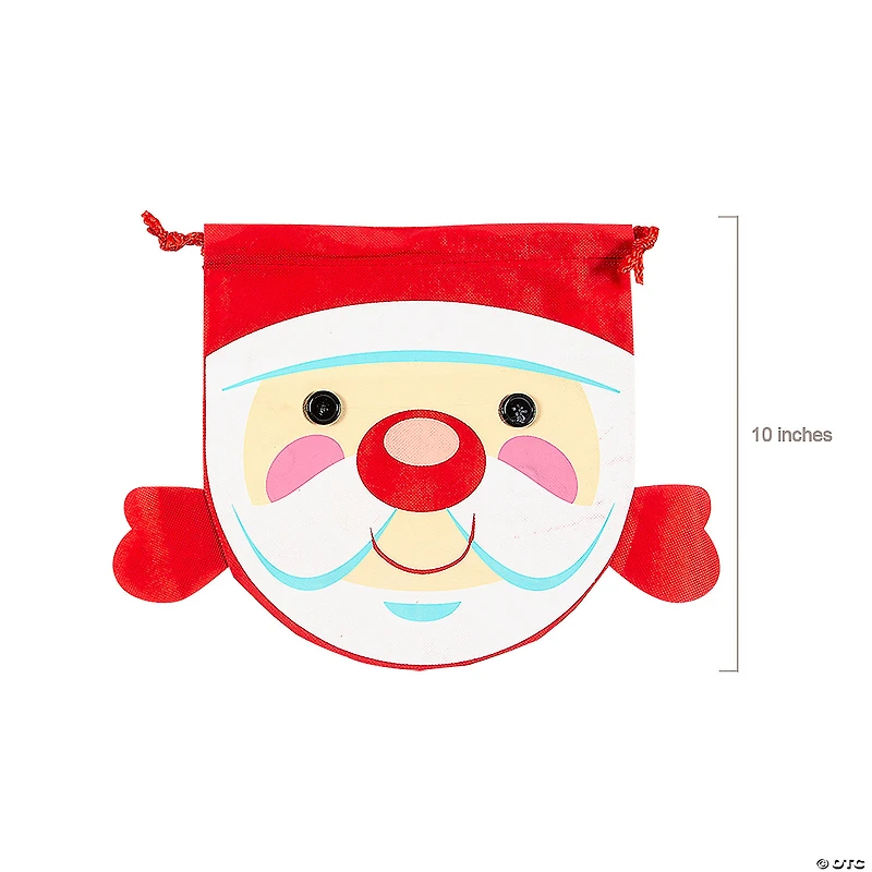 10" x 10" Cheery Christmas Nonwoven Drawstring Treat Bags - 12 Pc.