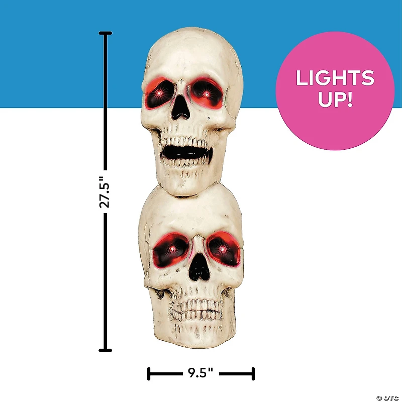 10" x 27 1/2" Creepy Bones Plastic Human Skull Stack Halloween Decoration