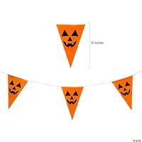 100 Ft. Halloween Black & Orange Jack-O’-Lantern Plastic Pennant Banner