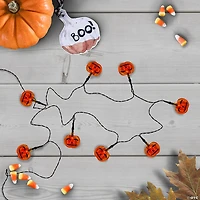 10ct Orange Battery Operated Jack O' Lantern LED Mini Halloween Lights - 6ft Black Wire