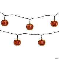 10ct Orange Battery Operated Jack O' Lantern LED Mini Halloween Lights - 6ft Black Wire