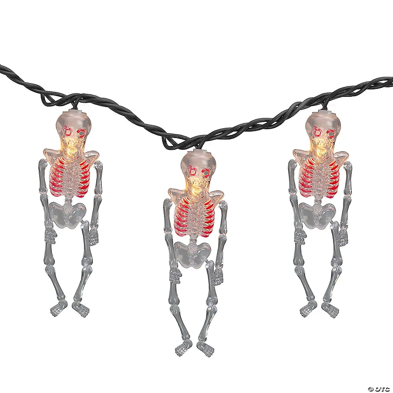 10ct Skeleton Halloween Lights - 7.5ft Black Wire
