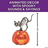 11 1/2" Animated Pumpkin with Skeleton Cat Tabletop Halloween Decoration