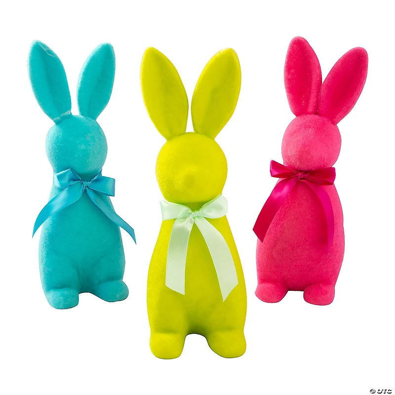 11 1/2" Easter Bunny Flocked Tabletop Decorations - 3 Pc.