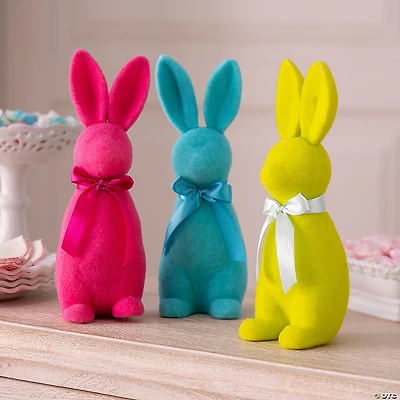 11 1/2" Easter Bunny Flocked Tabletop Decorations - 3 Pc.