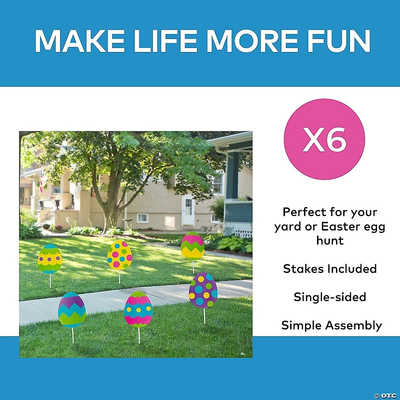 11 1/4" x 14" Easter Egg Yard Signs - 6 Pc.