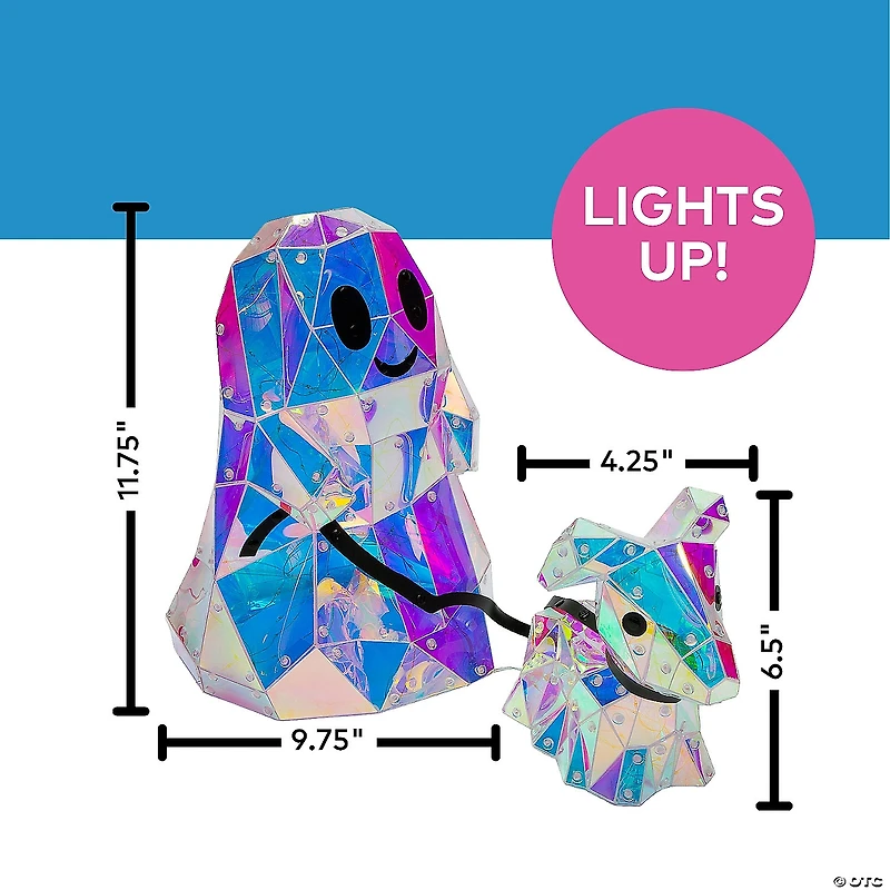 11 3/4" Halloween Multicolor Prismatic Ghost & Dog Light-Up LED Light