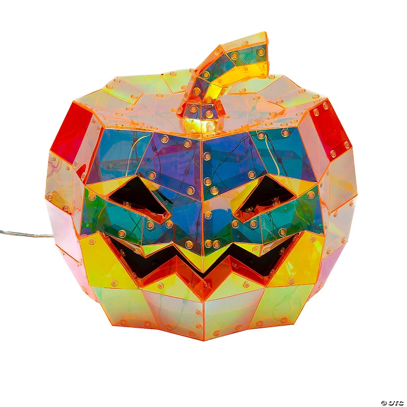 11 3/4" Halloween Multicolor Prismatic Jack-O'-Lantern Light-Up LED Light