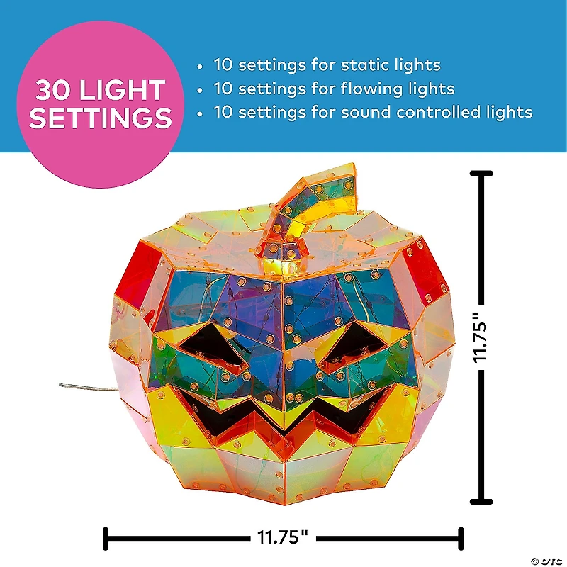 11 3/4" Halloween Multicolor Prismatic Jack-O'-Lantern Light-Up LED Light