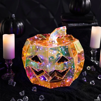 11 3/4" Halloween Multicolor Prismatic Jack-O'-Lantern Light-Up LED Light