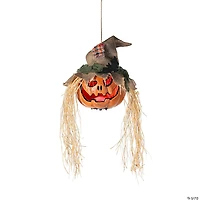 11 3/4" x 27 1/2" Hanging Pumpkin Head Plastic Halloween Decoration