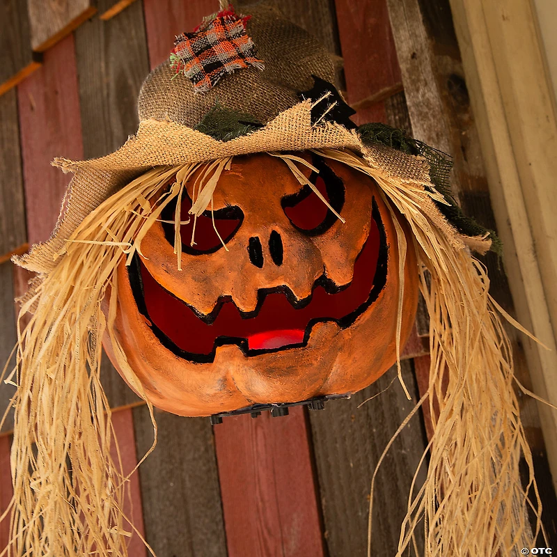 11 3/4" x 27 1/2" Hanging Pumpkin Head Plastic Halloween Decoration