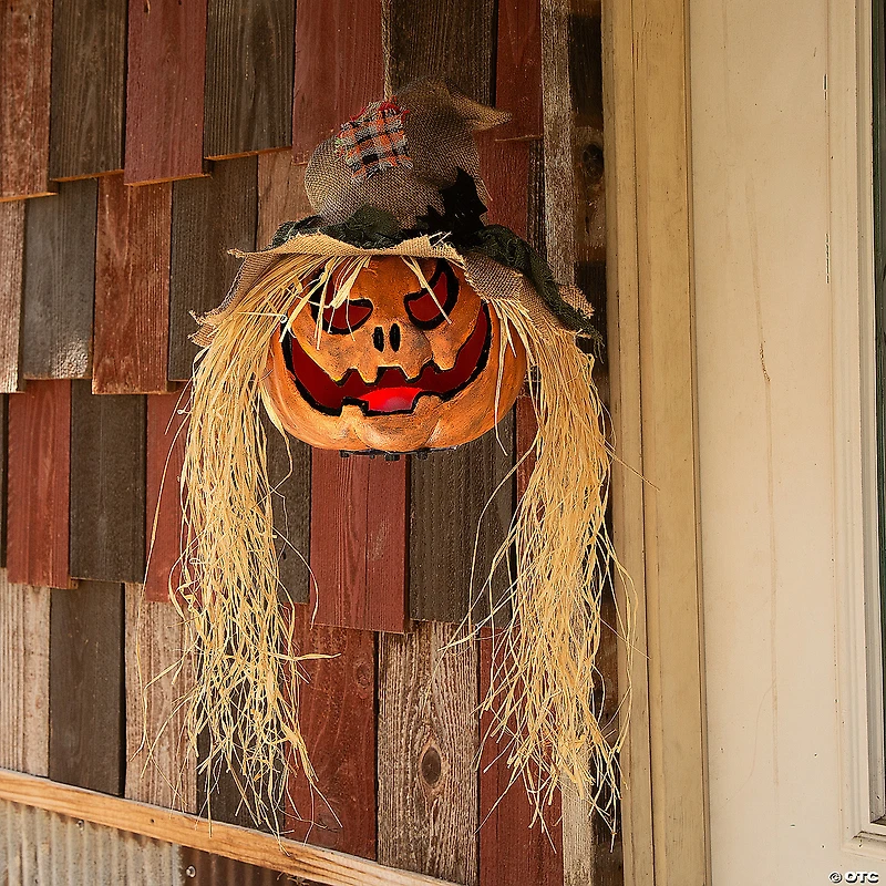 11 3/4" x 27 1/2" Hanging Pumpkin Head Plastic Halloween Decoration