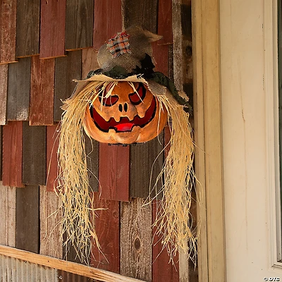 11 3/4" x 27 1/2" Hanging Pumpkin Head Plastic Halloween Decoration