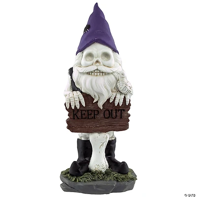 11.75" Gnome Skeleton "Keep Out" Halloween Decoration