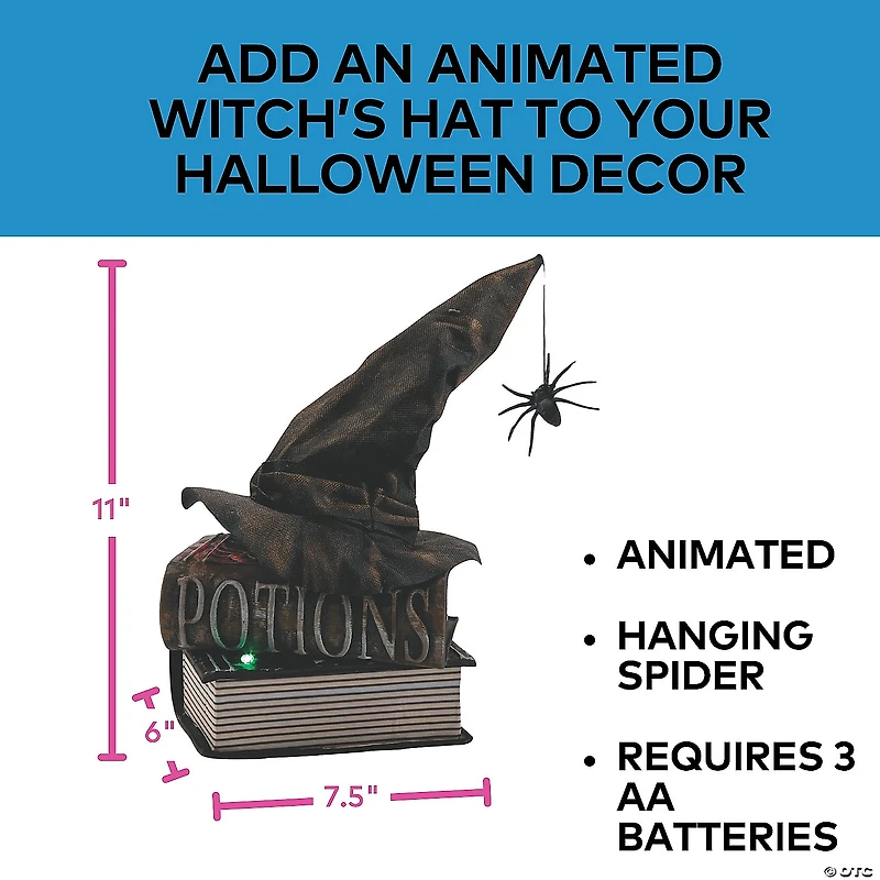 11" Animated Witch Hat Tabletop Halloween Decoration