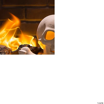 11" Ceramic Skull & Bones Fire Log Halloween Decoration
