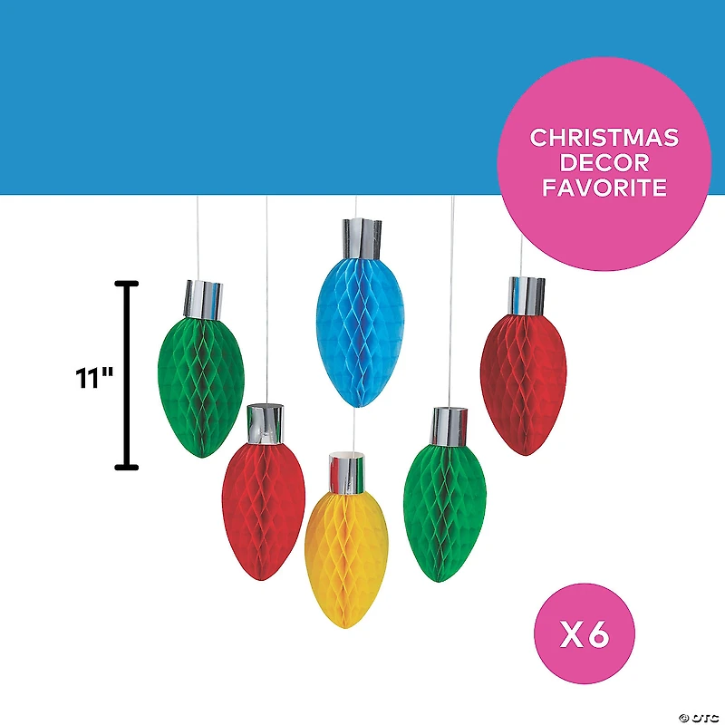11" Christmas Lights Honeycomb Ceiling Decorations - 6 Pc.
