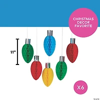11" Christmas Lights Honeycomb Ceiling Decorations - 6 Pc.
