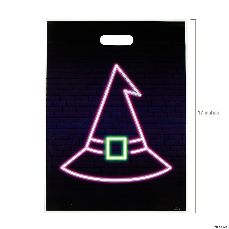 12 1/2” x 17" Bulk 100 Pc. Neon Halloween Plastic Goody Bags