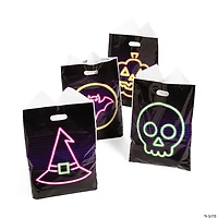 12 1/2” x 17" Bulk 100 Pc. Neon Halloween Plastic Goody Bags