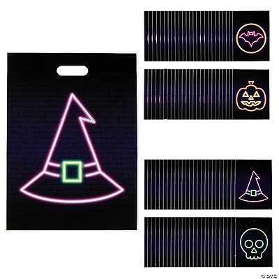 12 1/2” x 17" Bulk 100 Pc. Neon Halloween Plastic Goody Bags