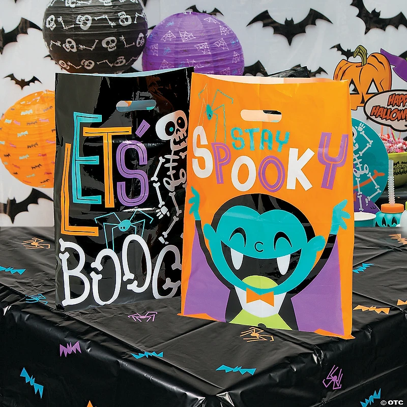12-1/2" x 17" Bulk 50 Pc. Goofy Ghouls Plastic Trick-or-Treat Bags