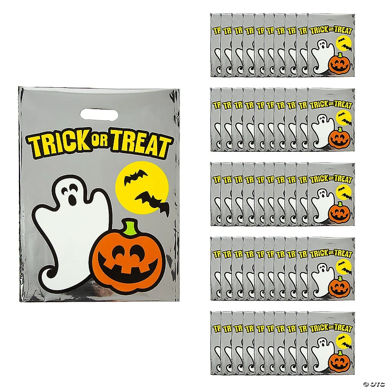12 1/2" x 17" Bulk 50 Pc. Plastic Reflective Halloween Goody Bags