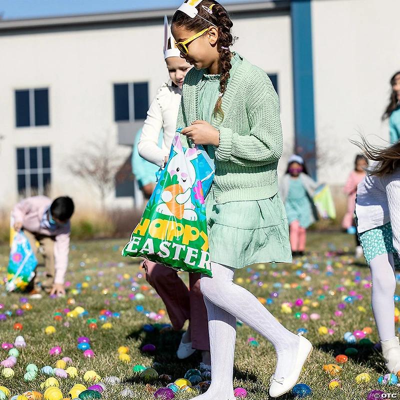 12 1/2" x 17" Bulk Large Happy Easter Plastic Goody Bags - 50 Pc.