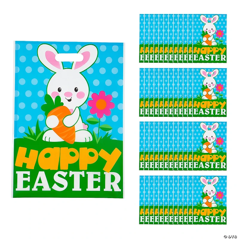 12 1/2" x 17" Bulk Large Happy Easter Plastic Goody Bags - 50 Pc.