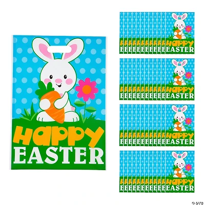 12 1/2" x 17" Bulk Large Happy Easter Plastic Goody Bags - 50 Pc.