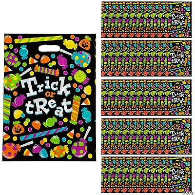 12 1/2" x 17" Bulk Large Sweet Halloween Trick-Or-Treat Plastic Goody Bags - 50 Pc.