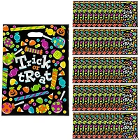 12 1/2" x 17" Bulk Large Sweet Halloween Trick-Or-Treat Plastic Goody Bags - 50 Pc.