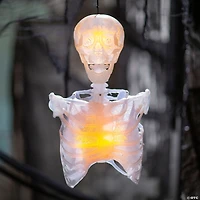 12 1/4" Light-Up Hanging Skeleton Torso with Fire Flashing Halloween Decoration
