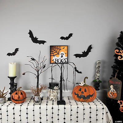 12.5" Jack-O-Lantern with Ghost and Bat Halloween Decoration