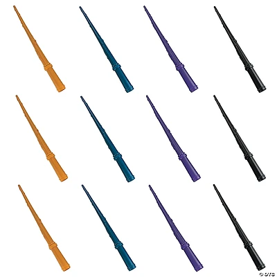 12" Assorted Colors Reusable Plastic Wizard Wands - 12 Pc.