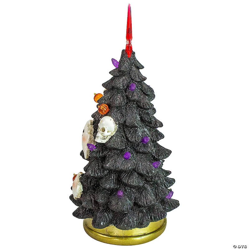12" Black LED Lighted Skull and Ghost Halloween Tree