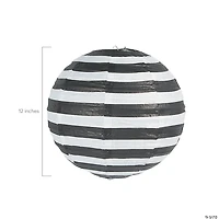 12" Black Striped Hanging Paper Lanterns - 6 Pc.