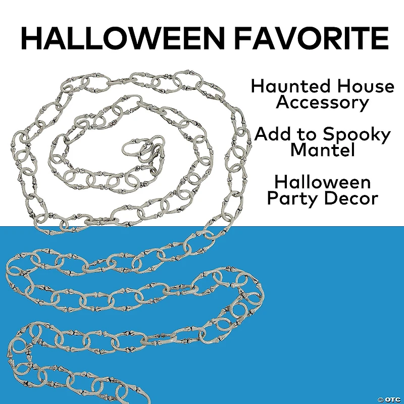 12 Ft. Grey Plastic Bone Link Chain Halloween Decoration