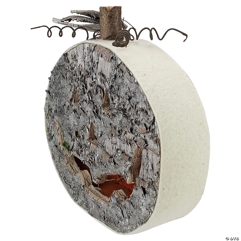 12" LED Lighted Birch Wood Jack-O-Lantern Halloween Decoration