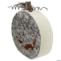 12" LED Lighted Birch Wood Jack-O-Lantern Halloween Decoration
