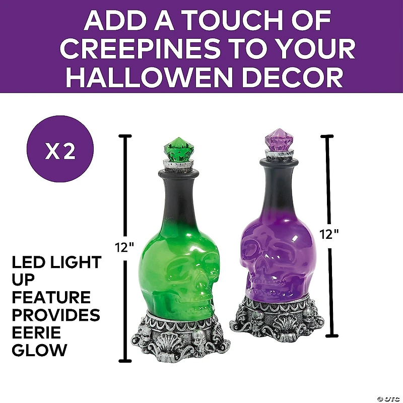 12" Light-Up LED Green Potion Bottles Halloween Decoration