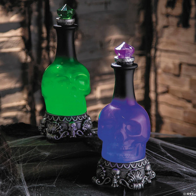 12" Light-Up LED Green Potion Bottles Halloween Decoration