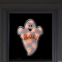 12" Lighted Holographic Ghost Halloween Window Silhouette Decoration